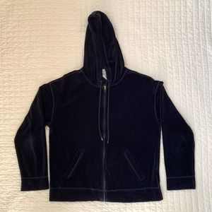 Jones New York Dark Blue Velvet Zip-Up